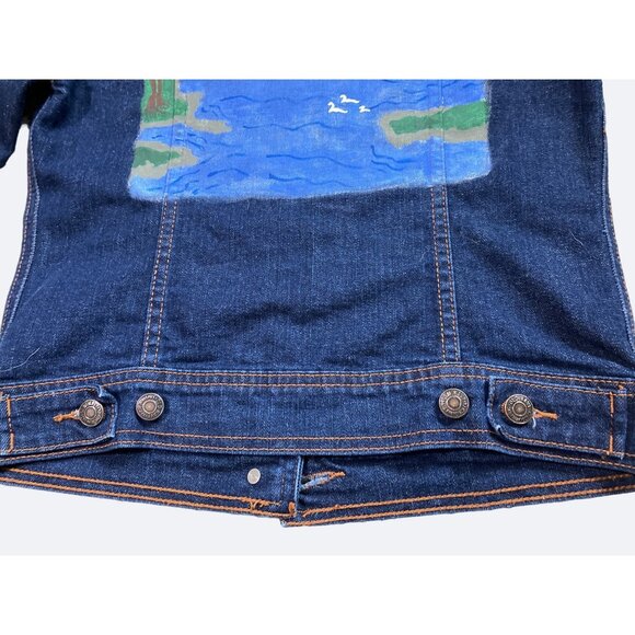 Old Navy Jean Jacket with Painting on Back - Picture 7 of 7